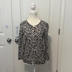 Black and White Paisley Talbots Cardigan